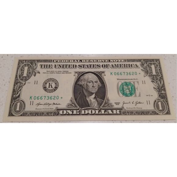One Dollar Bill *Star Note* 2021 Serie K - Picture 1 of 2